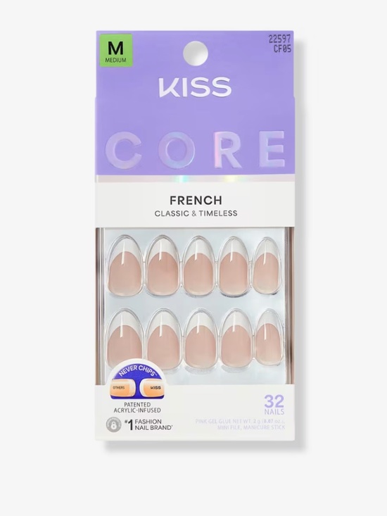 Kiss Other - Kiss CORE French Press On Nails French Classic & Timeless 32 nails Curiosity NEW